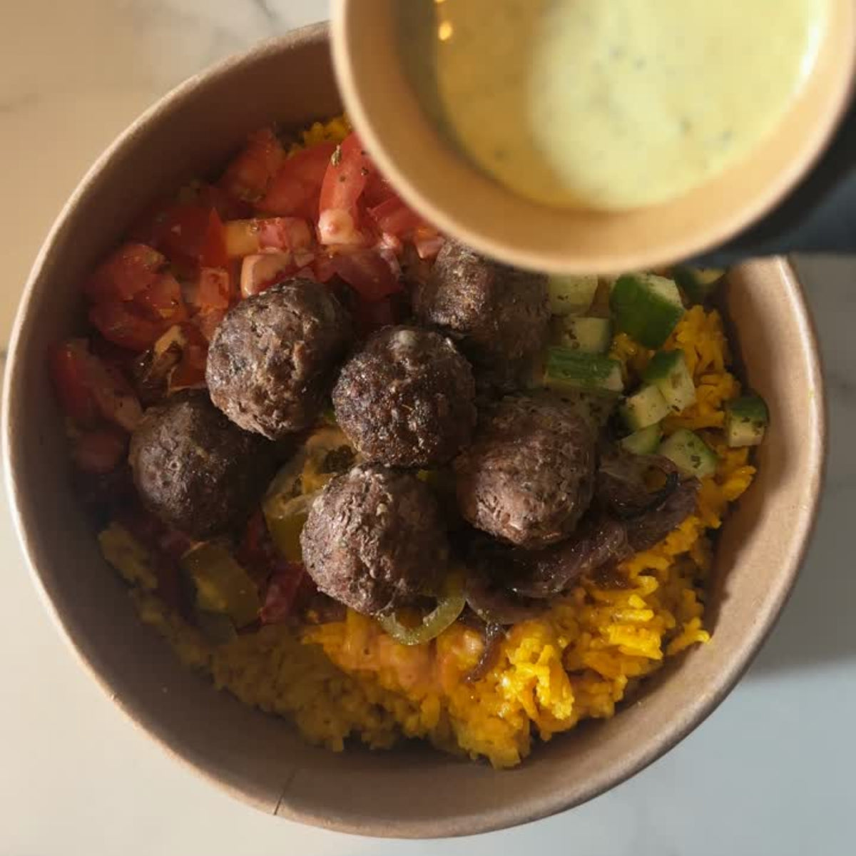 Boulette de kefta de boeuf & riz curcuma